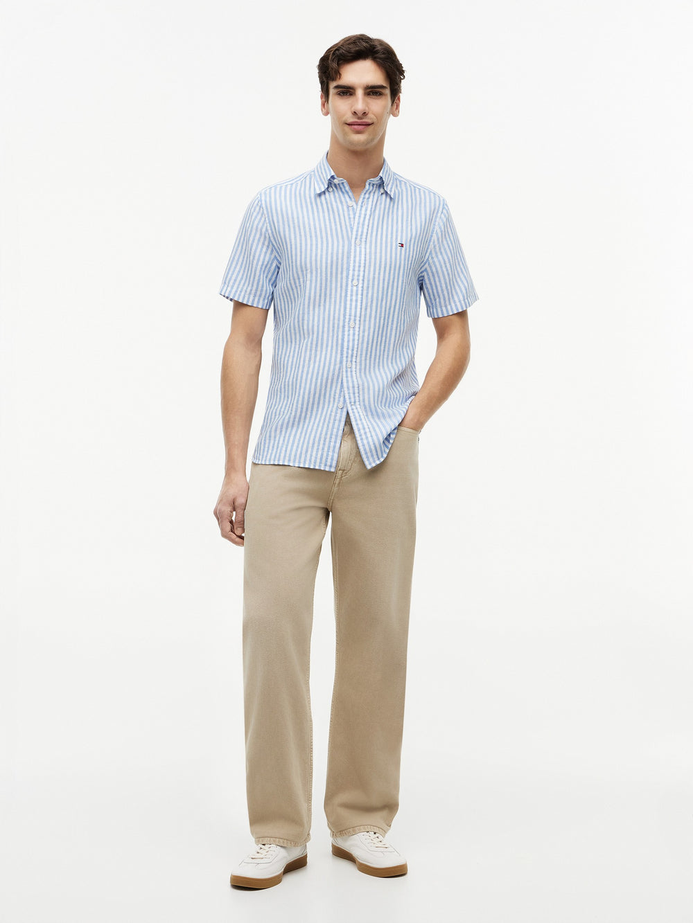 Regular Fit Stripe Ctn Linen Shirt
