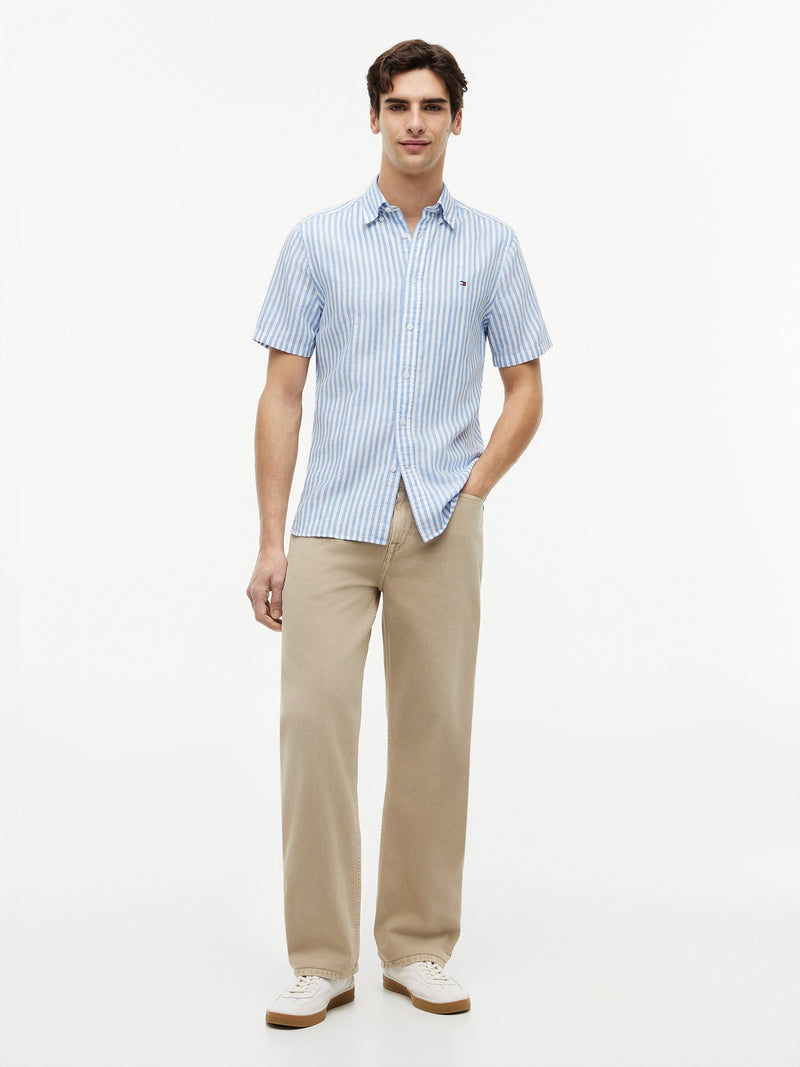Regular Fit Stripe Ctn Linen Shirt
