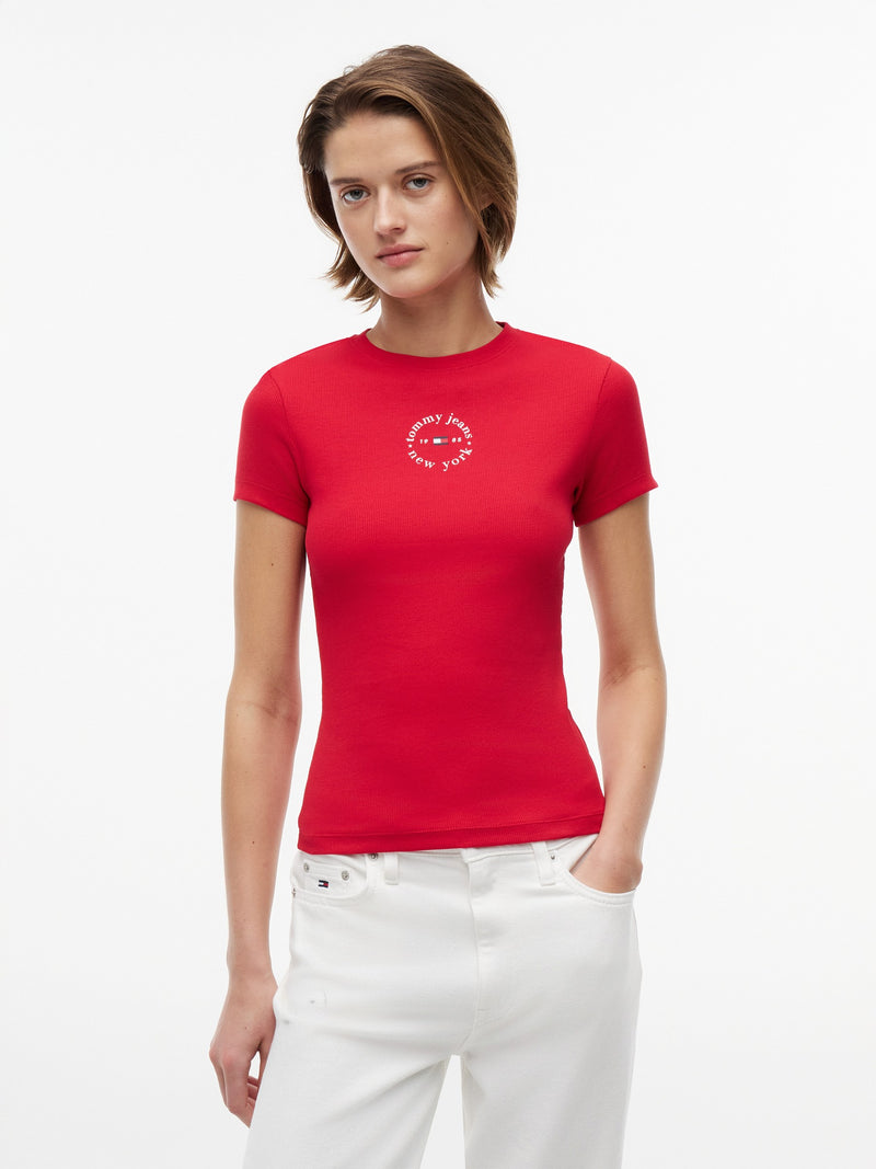 Solid Slim Fit Half Sleeve Ribbed T-Shirt