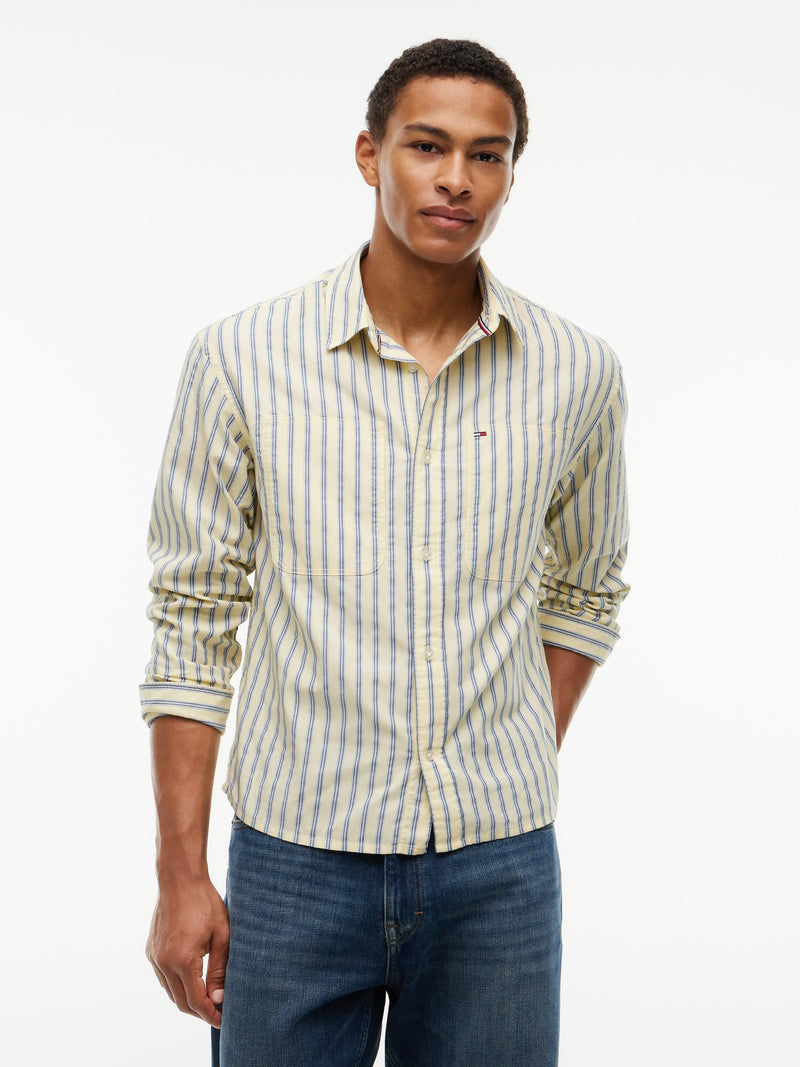 Boxy Fit Stripe Textured Shirt