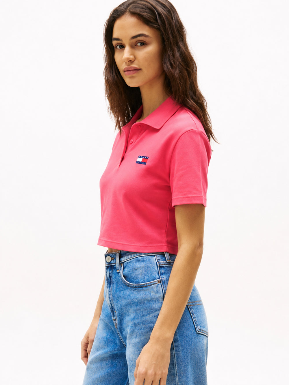 Solid Cropped Fit Short Sleeve Pique Polo