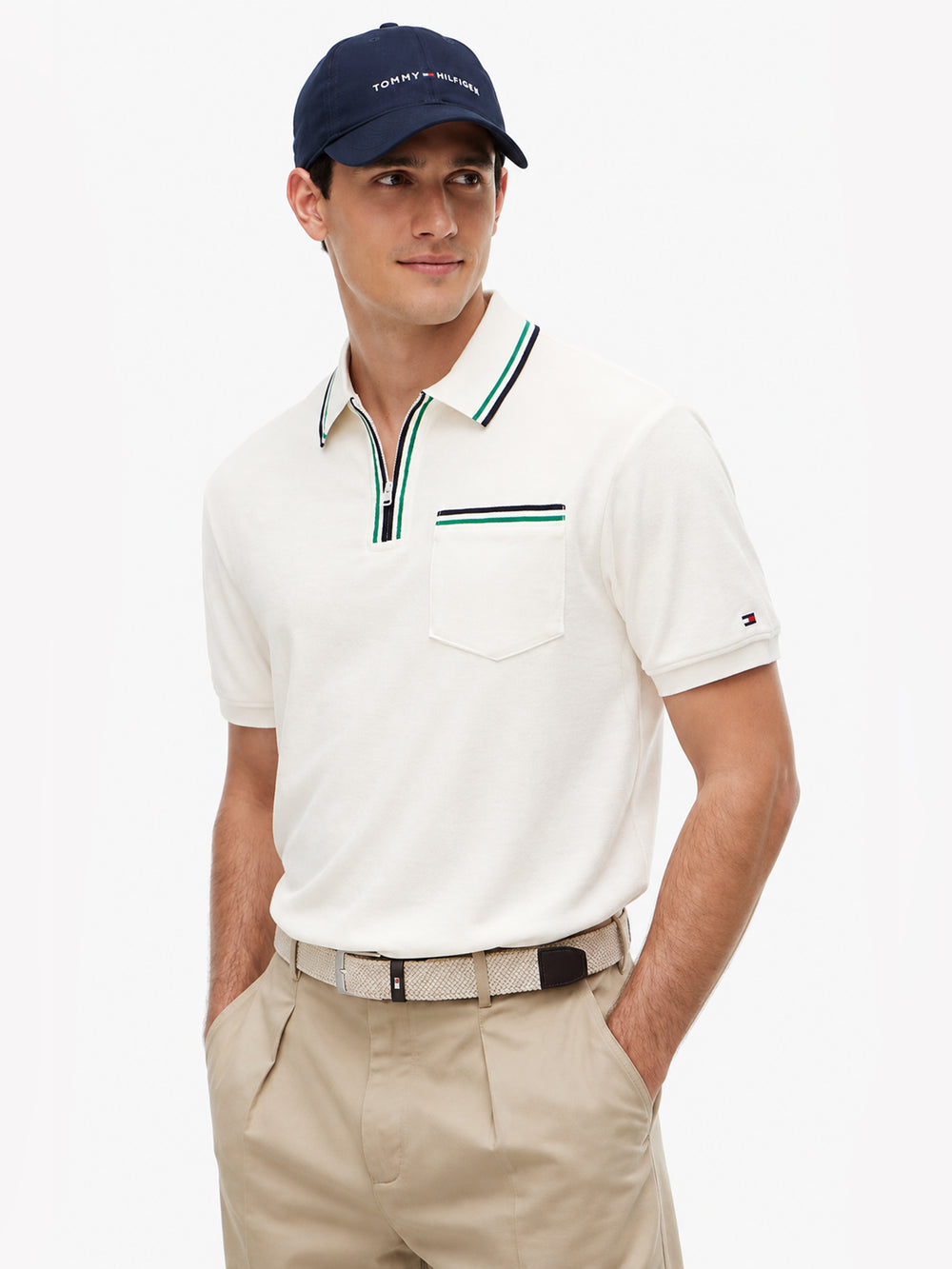 Quarter Zip Collar Tipped Polo