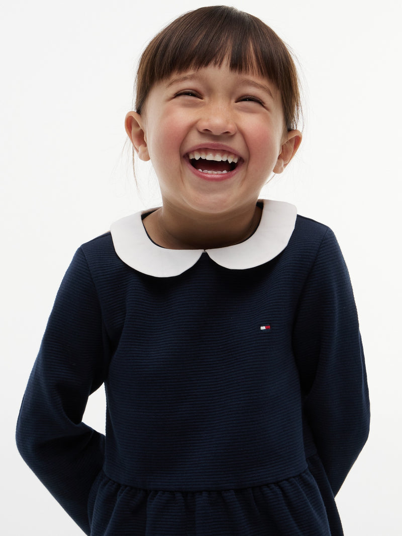 Kids Long-Sleeve Color Block Knit Skater Dress