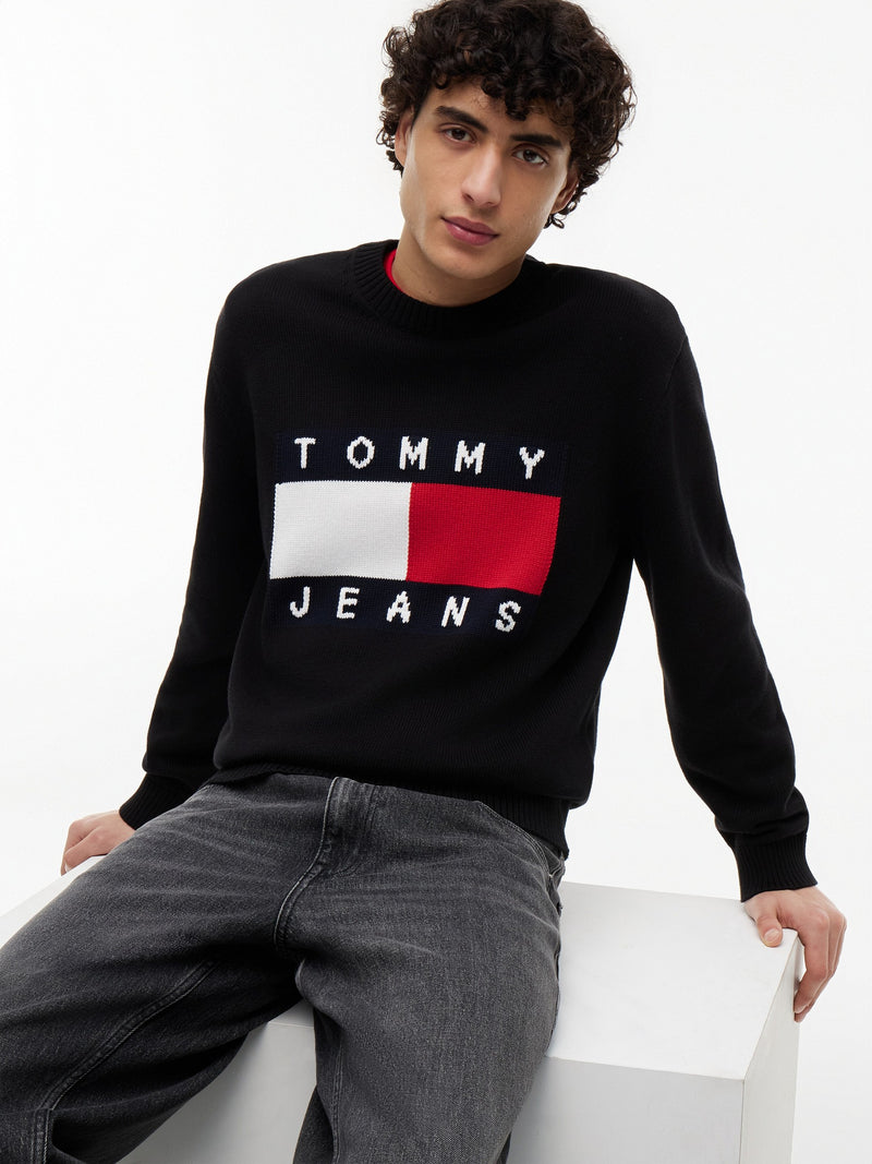 Regular Fit Jaquard Loose Knit Pullover