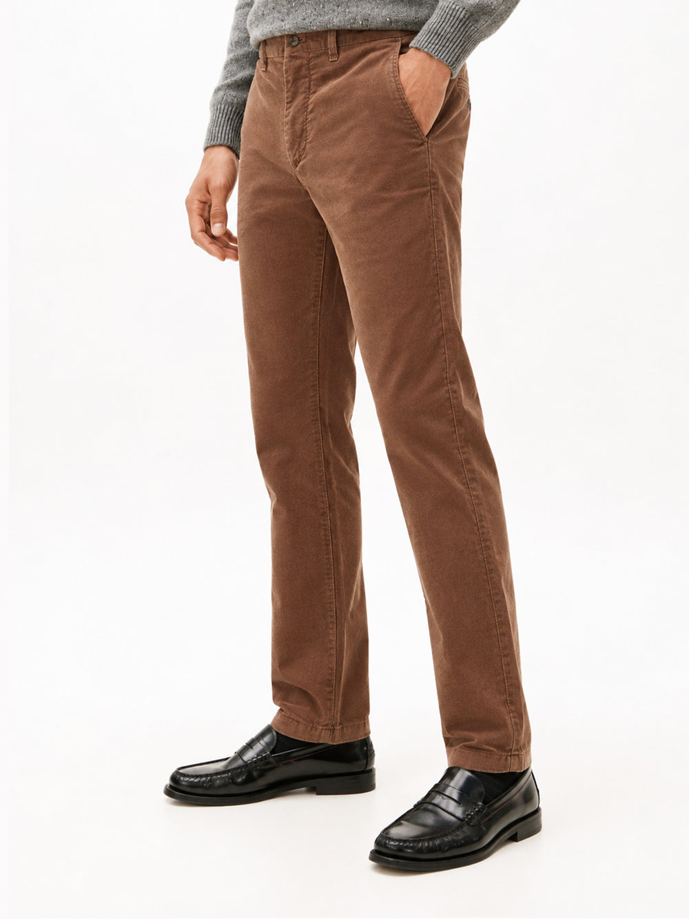 Men Slim Straight Fit Corduroy Trouser