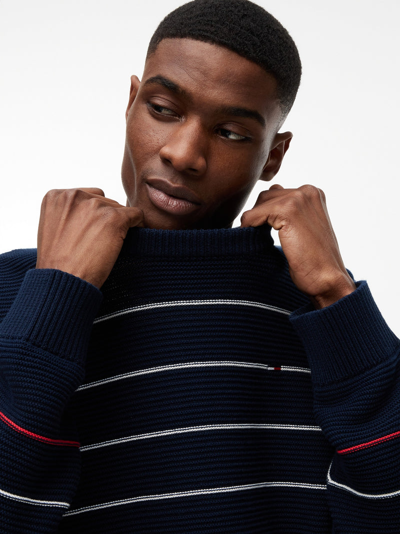 Slim Fit Stripe Loose Knit Pullover