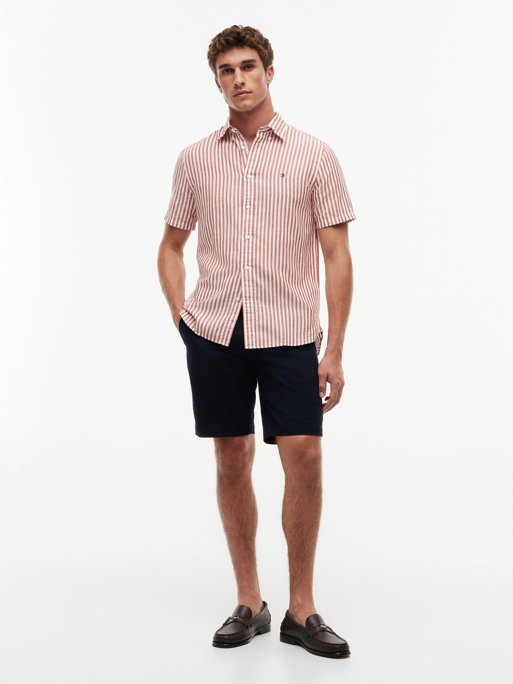 Regular Fit Stripe Ctn Linen Shirt