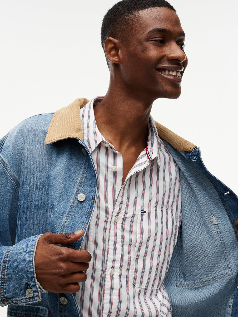 Boxy Fit Stripe Textured Shirt