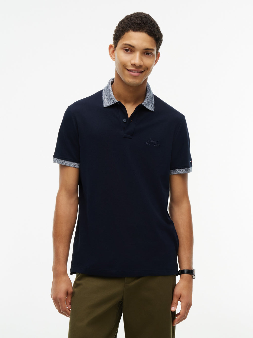 Regular Fit Pique Melange Collar Polo