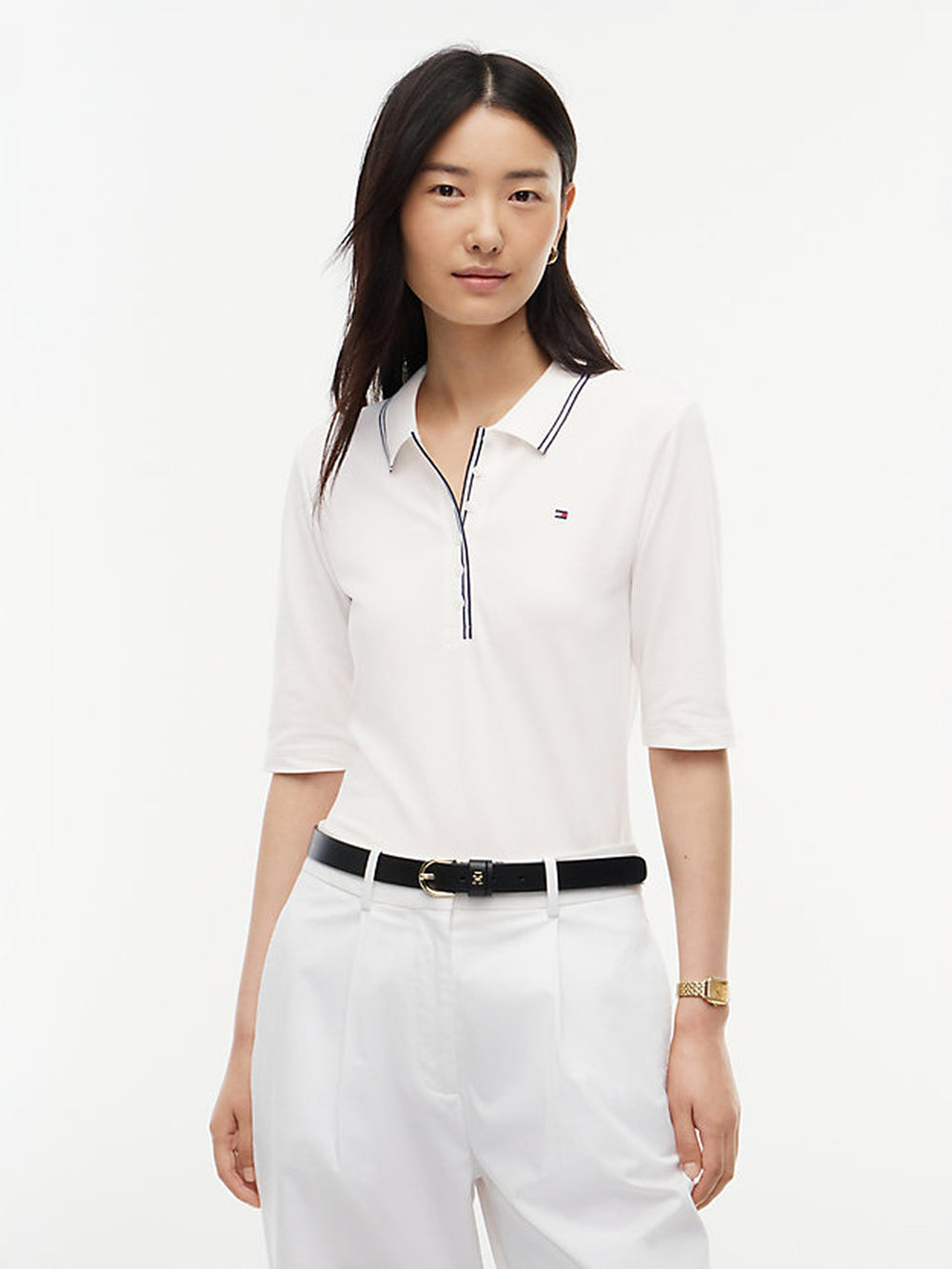 Solid Slim Fit Half Sleeve Lyocell Pique Polo