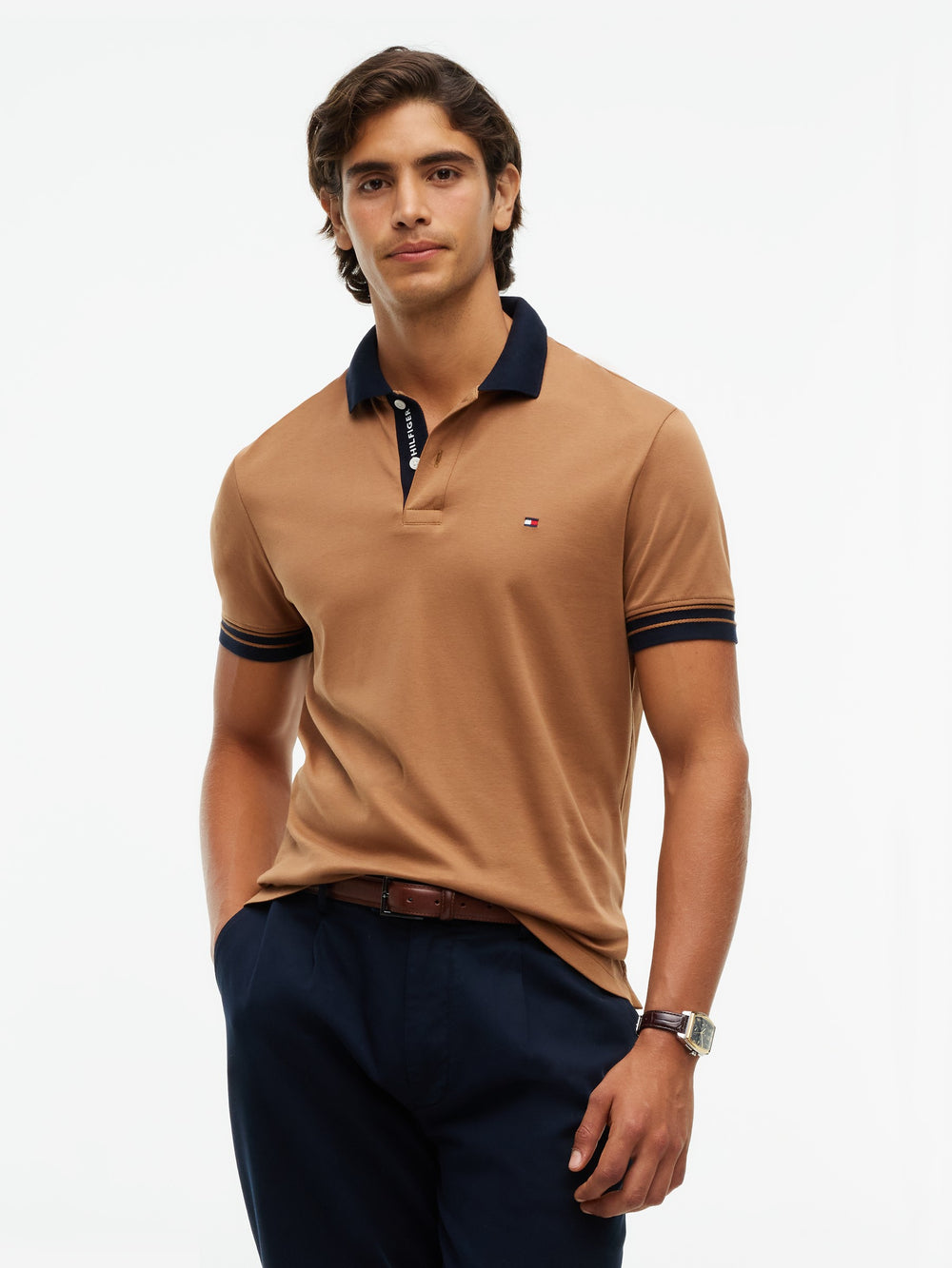 Regular Fit Contrast Collar Interlock Polo