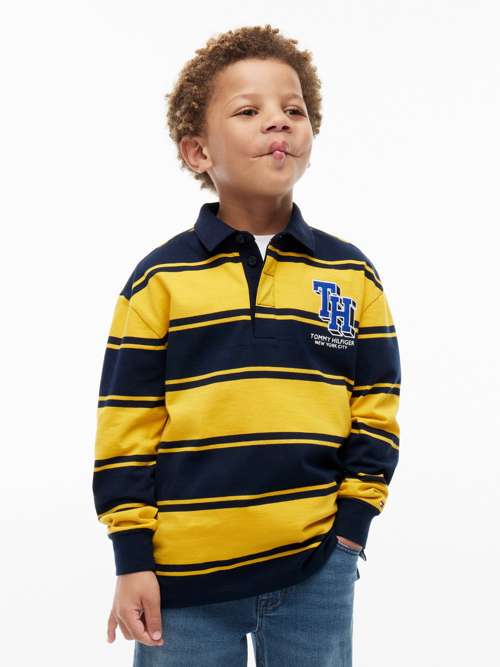 Kids Long-Sleeve Stripe Polo