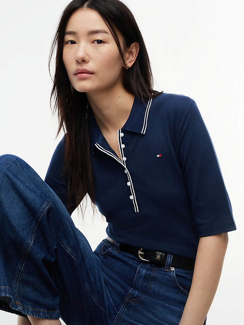 Solid Slim Fit Half Sleeve Lyocell Pique Polo