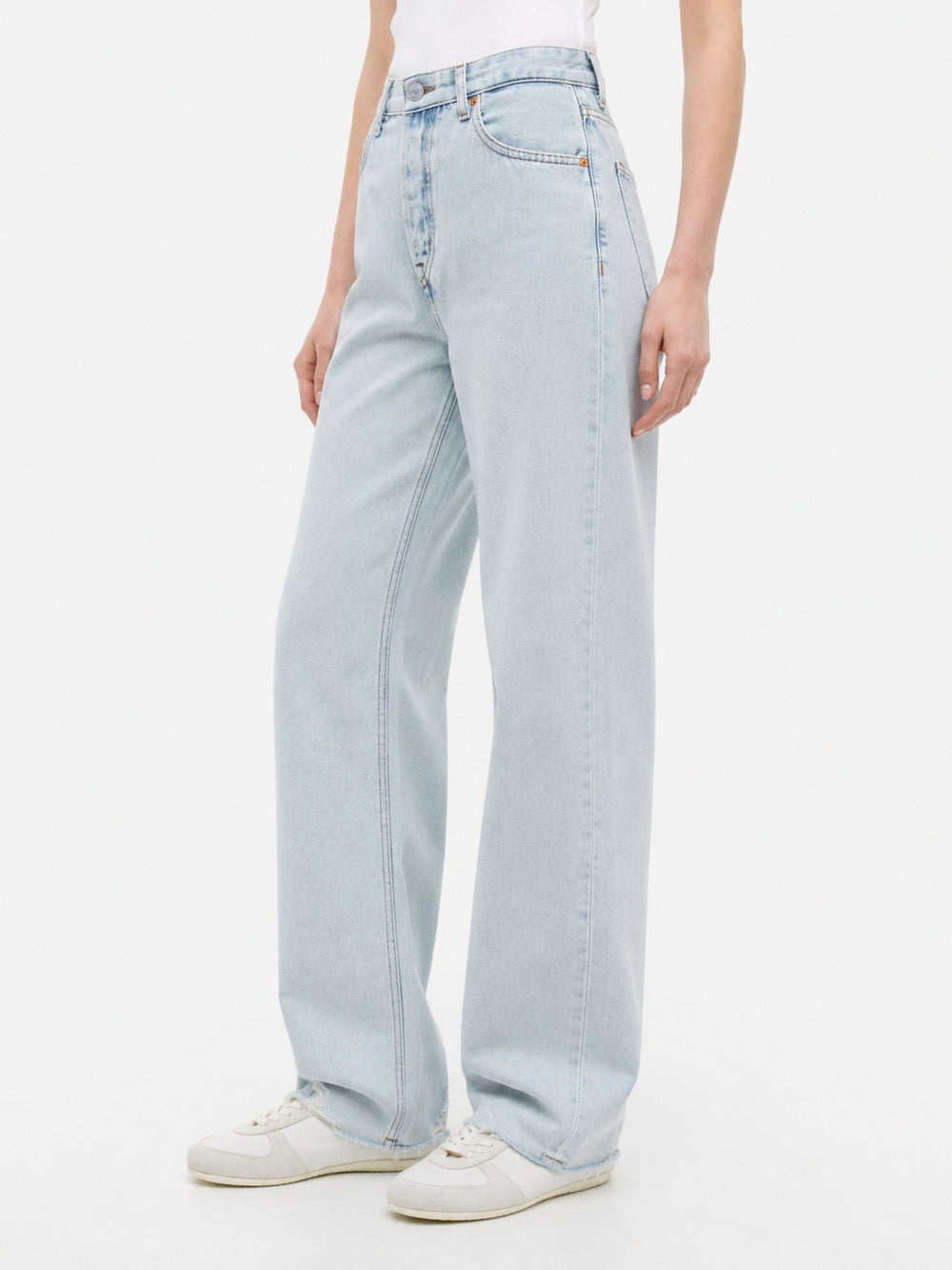 High Rise Light Wash Slim Straight Jeans
