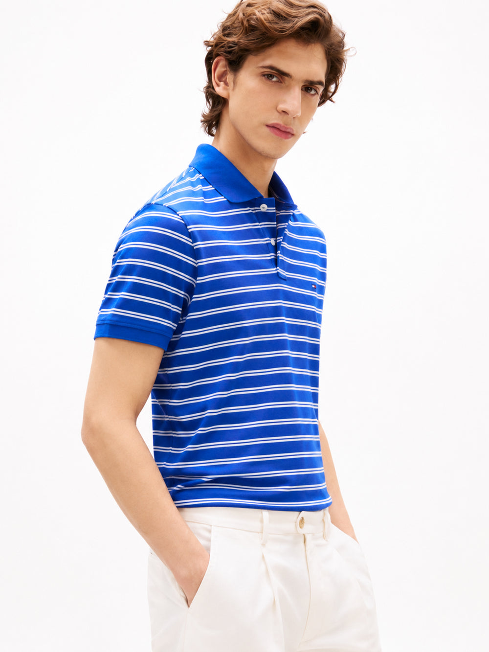 Regular Fit Striped Interlock Polo