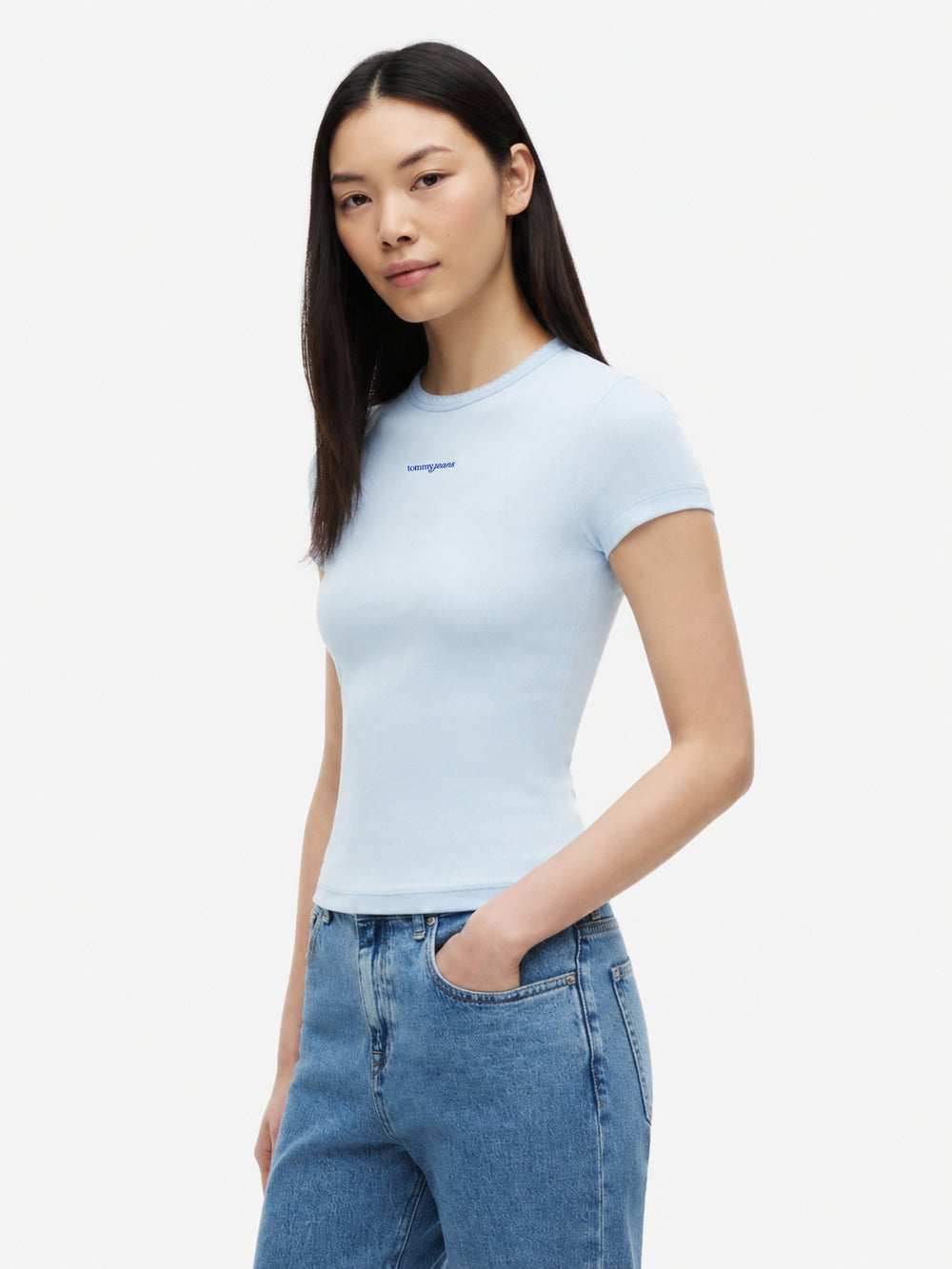Solid Slim Fit Half Sleeve Ribbed T-Shirt