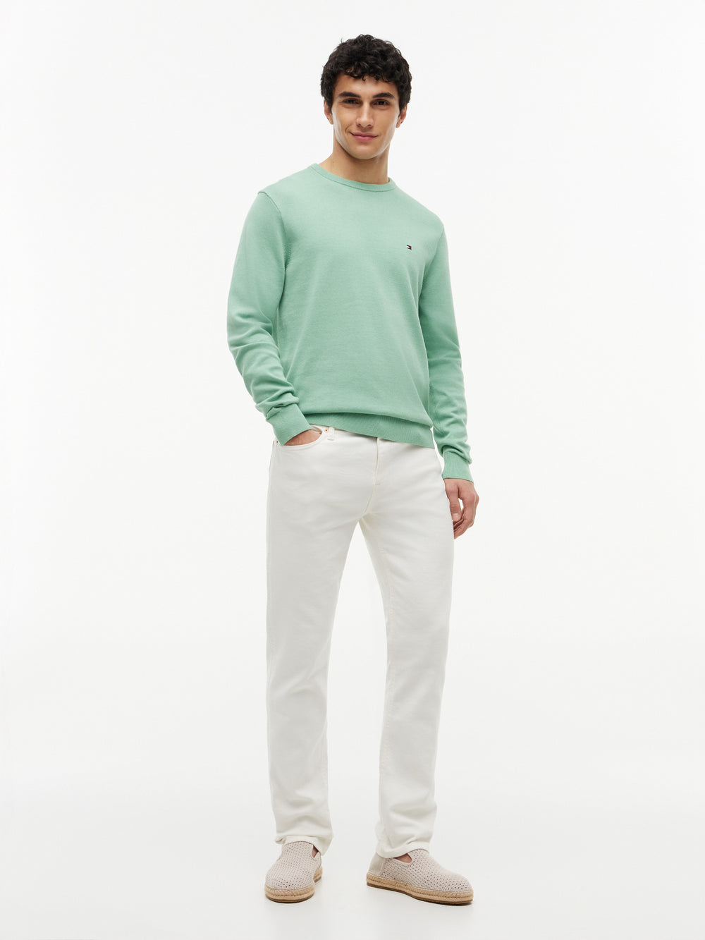 Crew Neck Solid Pullover