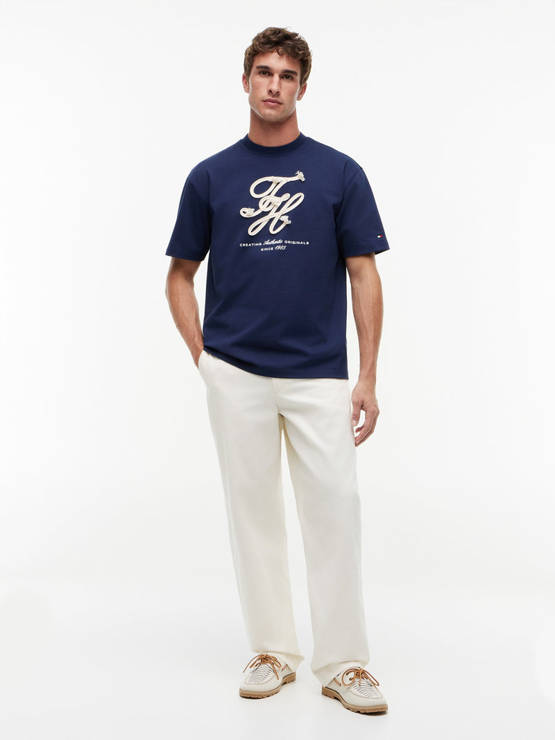 Relaxed Fit Cord Embroidery Tshirt