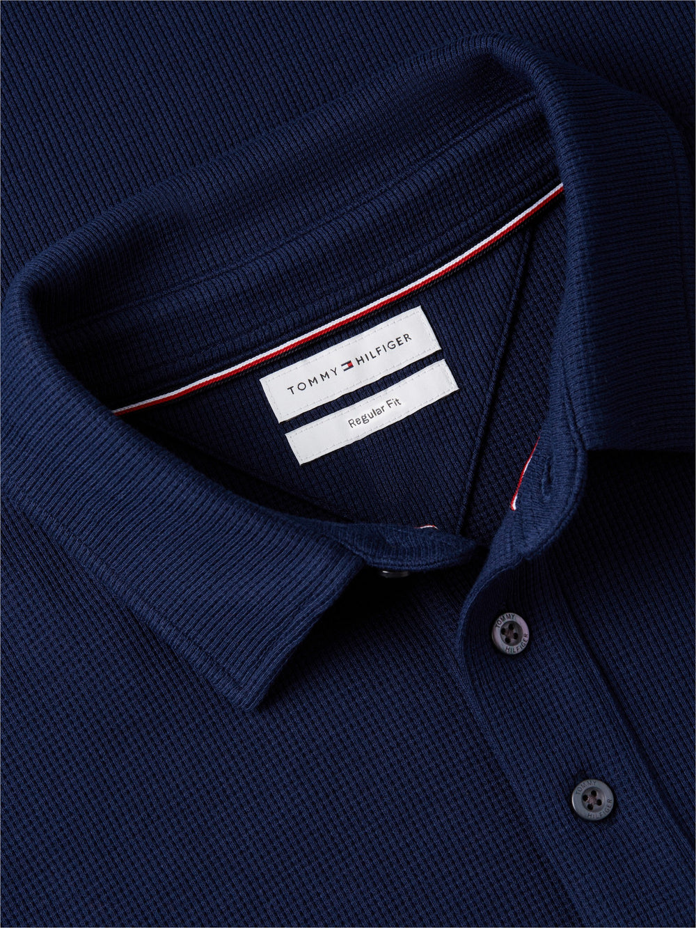 Long Sleeve Solid Textured Polo