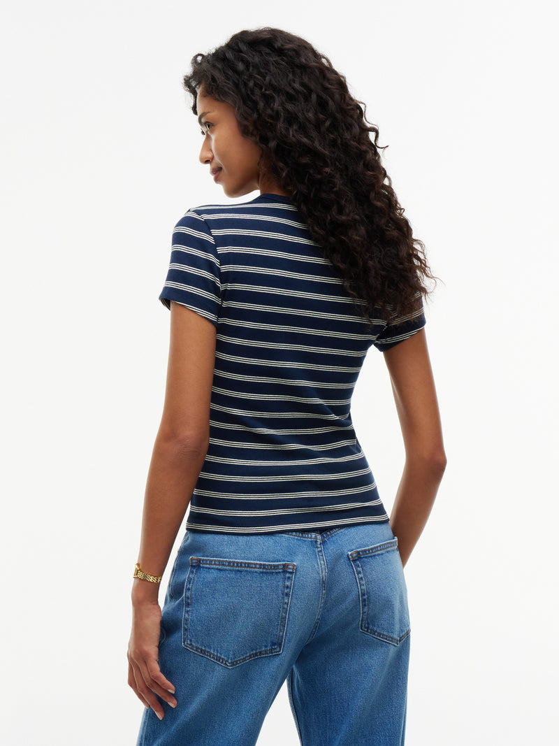 Stripe Slim Fit Half Sleeve Ribbed T-Shirt