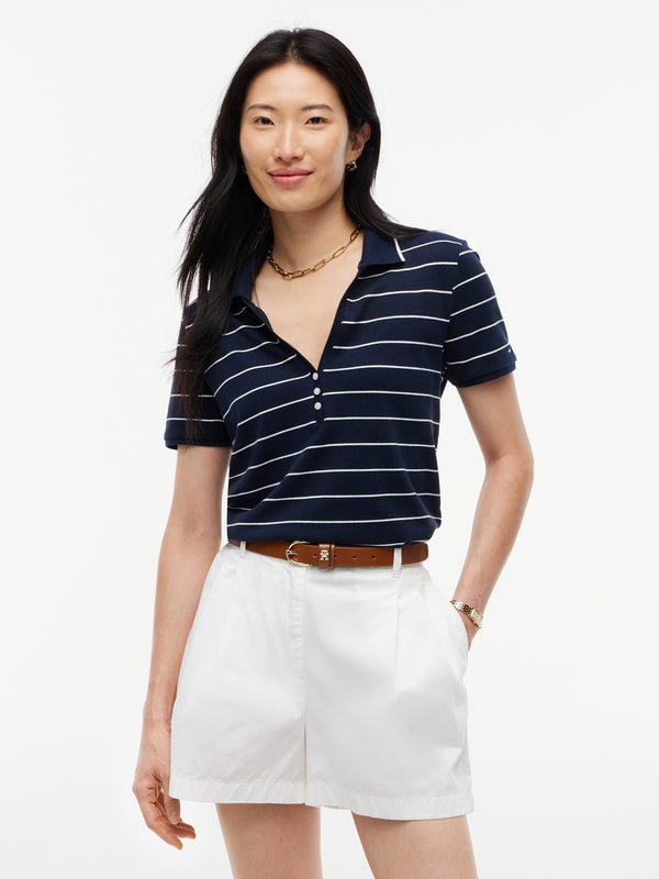 Stripe Regular Fit Half Sleeve Lyocell Pique Polo