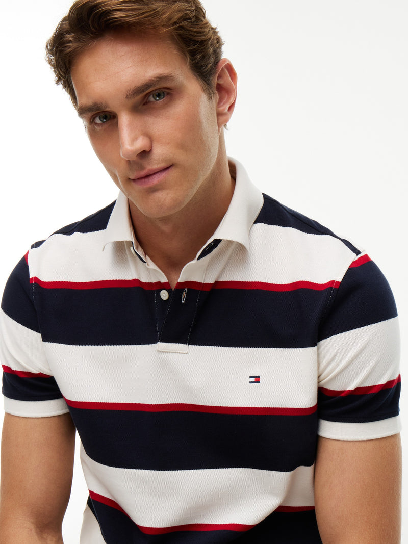 Regular Fit Striped Pique Polo