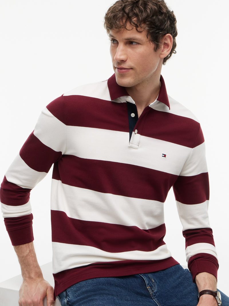 Regular Fit Striped Pique Polo