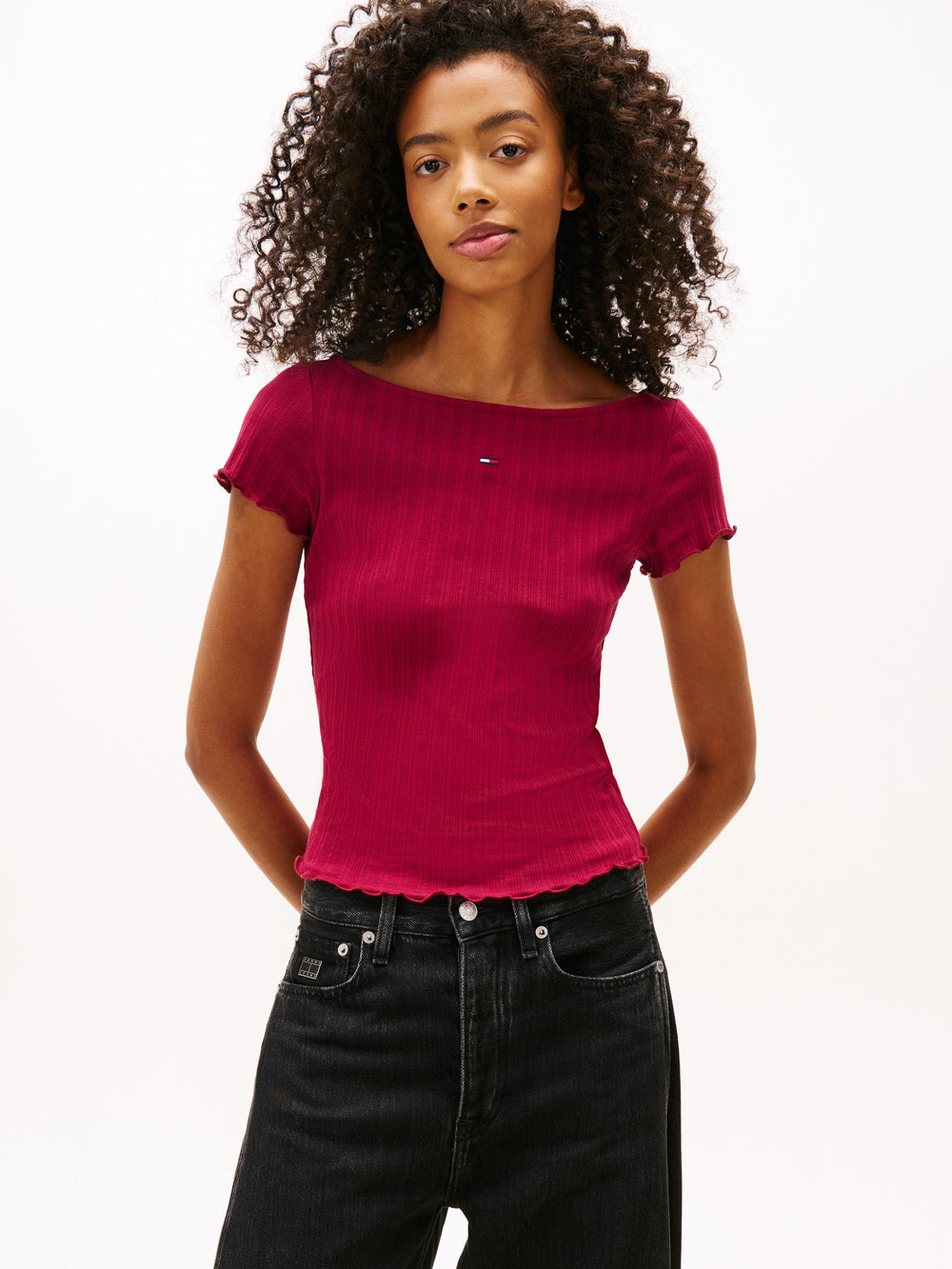 Solid Slim Fit Half Sleeve Ribbed T-Shirt