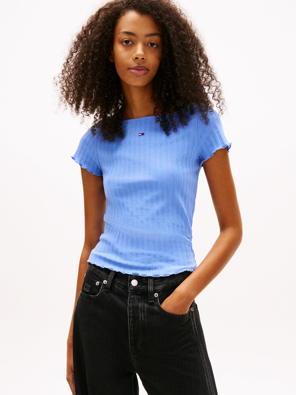 Solid Slim Fit Half Sleeve Ribbed T-Shirt