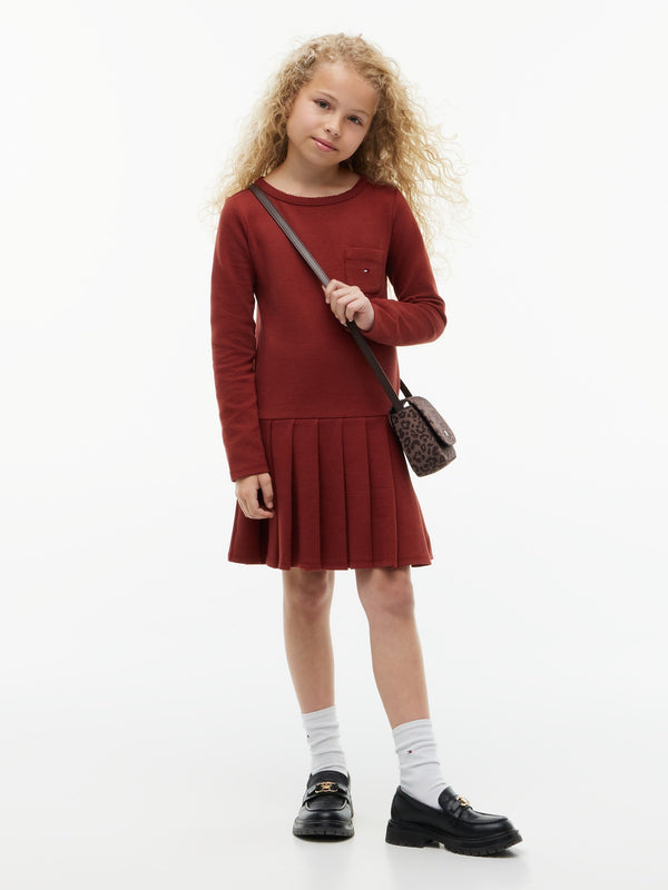 Kids Long-Sleeve Solid Knit Skater Dress