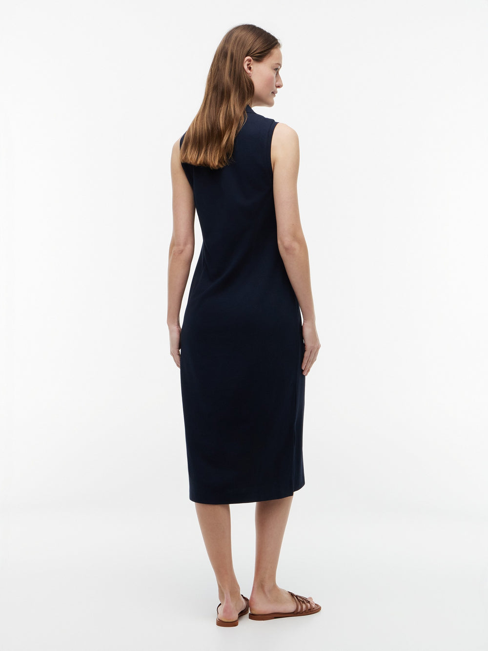 Full Sleeve Solid Viscose Blend Bodycon Polo Dress