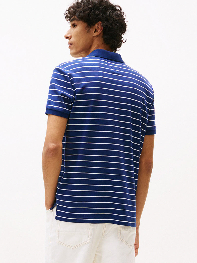Regular Fit Striped Liquid Cotton Polo