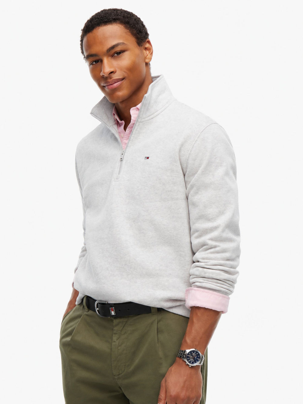 Regular Fit Brushed Fleece Quarter Zip Sweatshirt