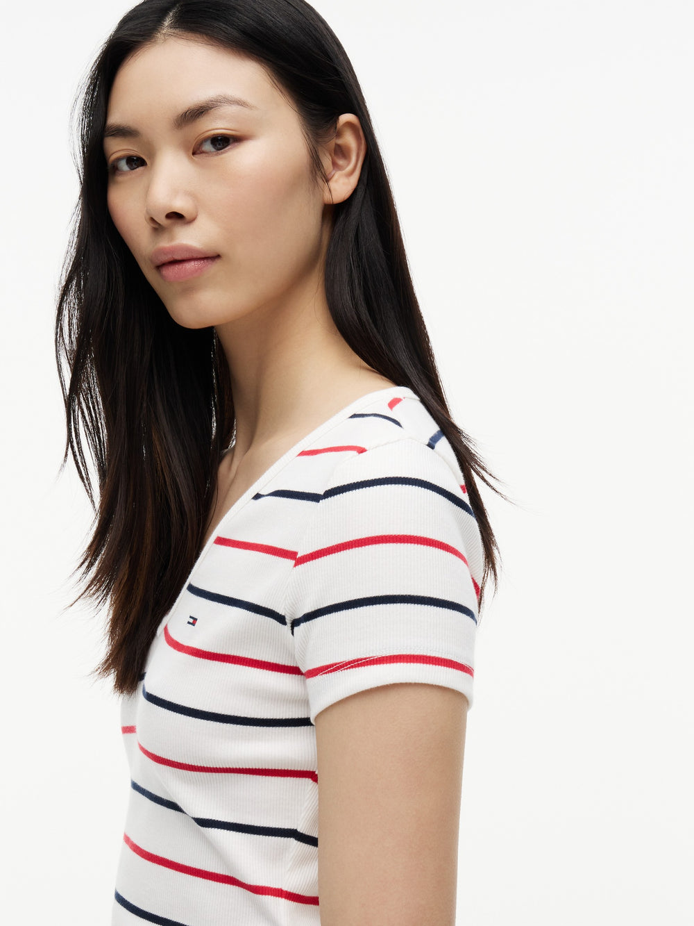 Stripe Slim Fit Half Sleeve Ribbed T-Shirt