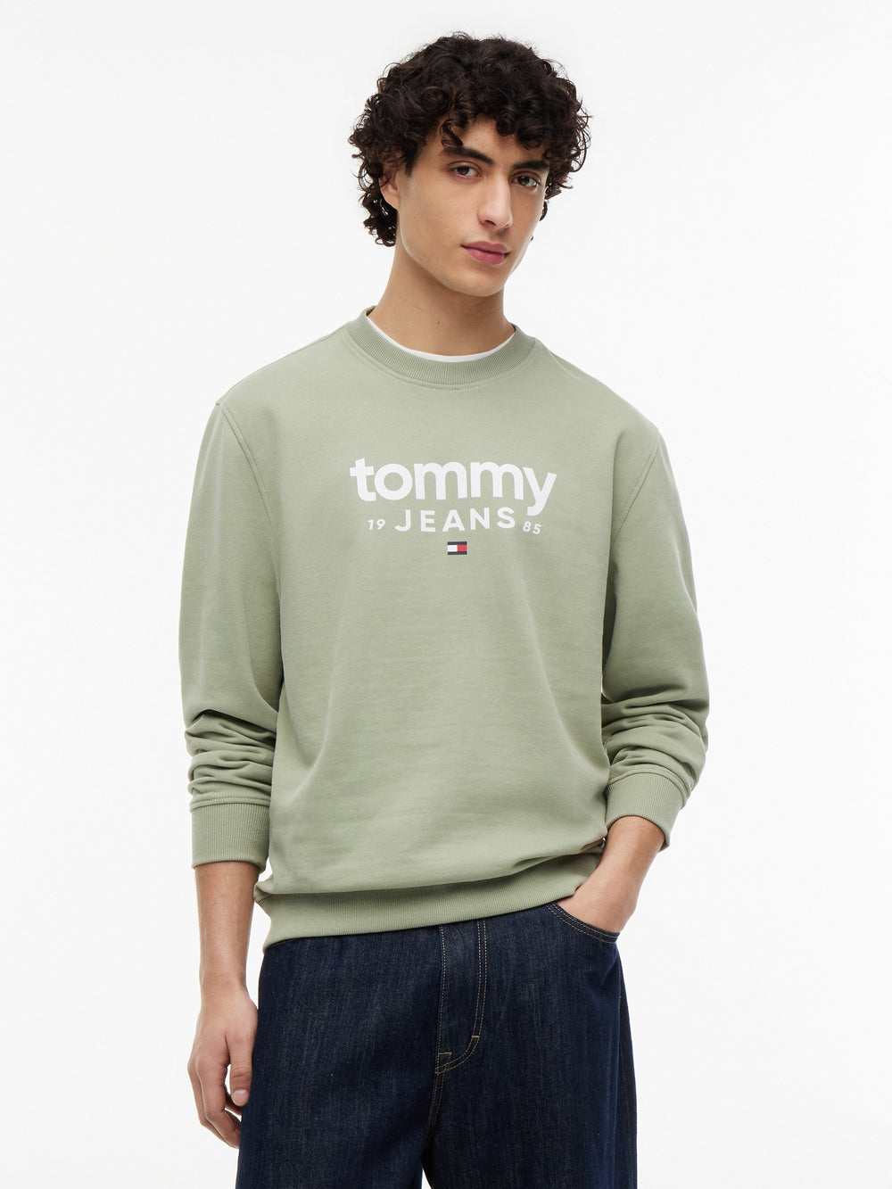 Regular Fit Suede Terry Crew Neck Sweatshirt