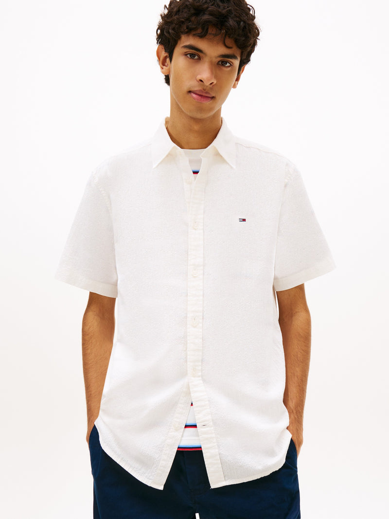 Regular Fit Solid Seersucker Shirt