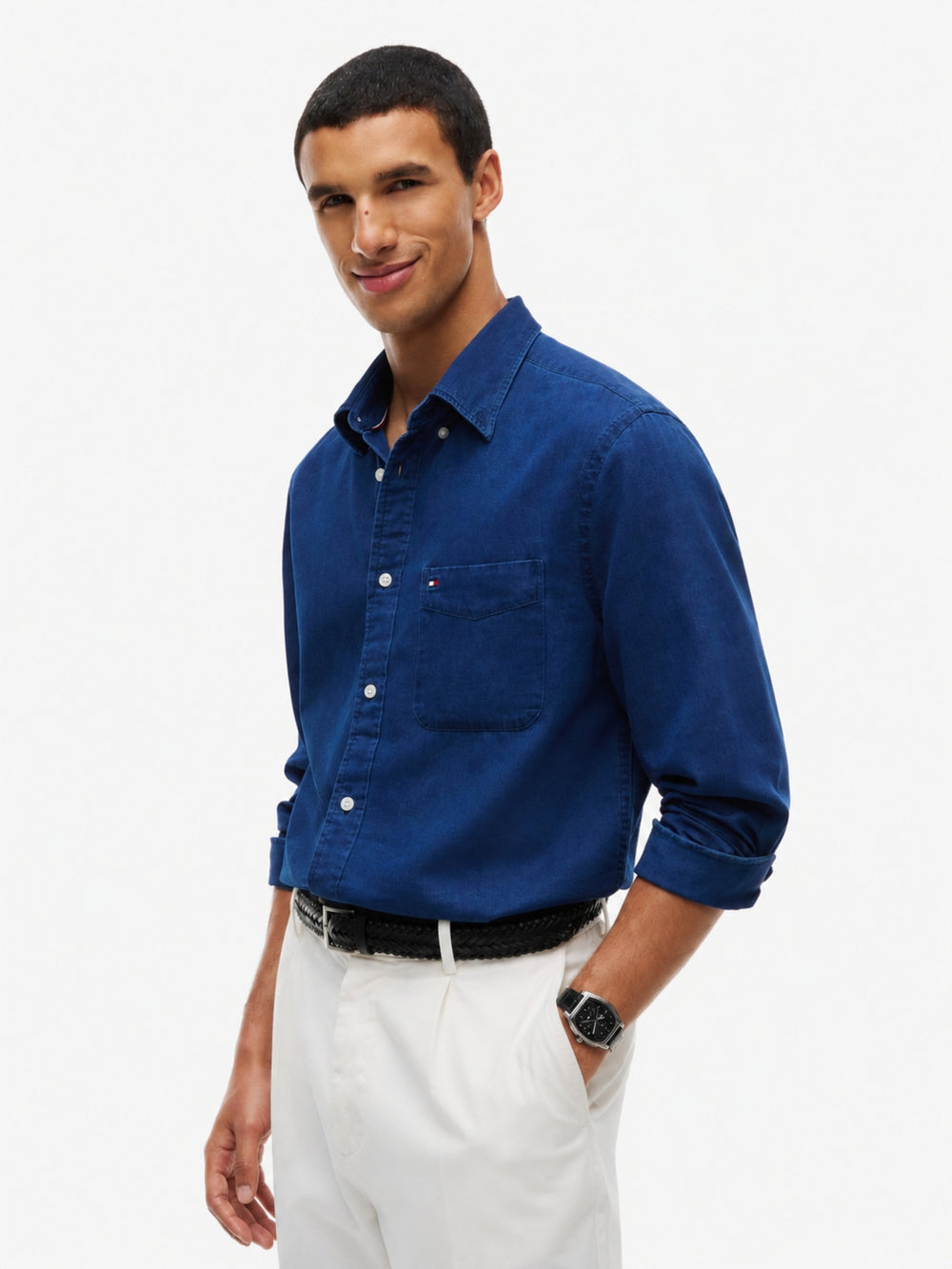 Regular Fit Solid Chambray Shirt