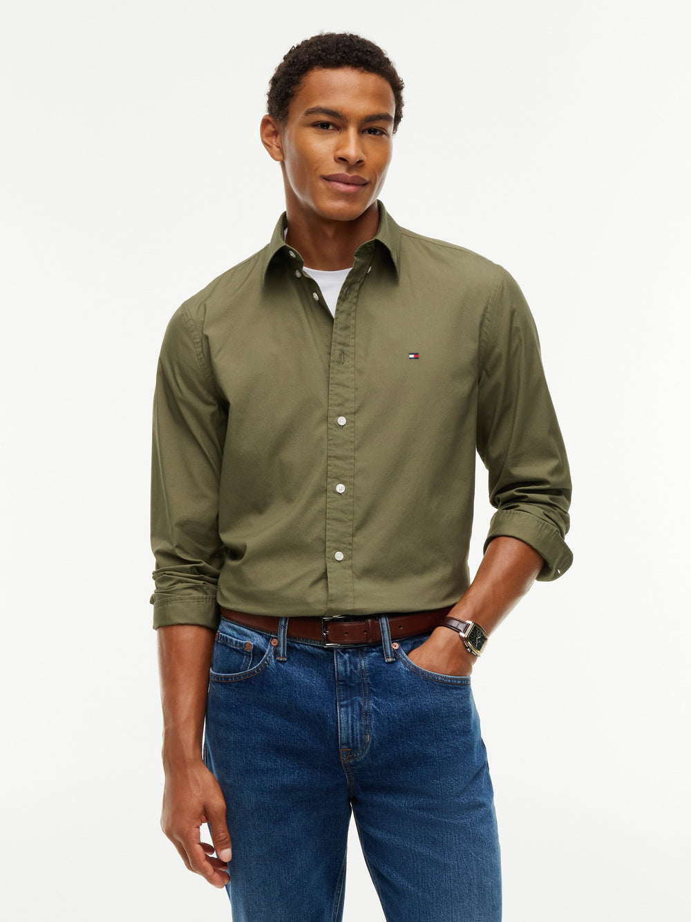Regular Fit Solid Poplin Shirt