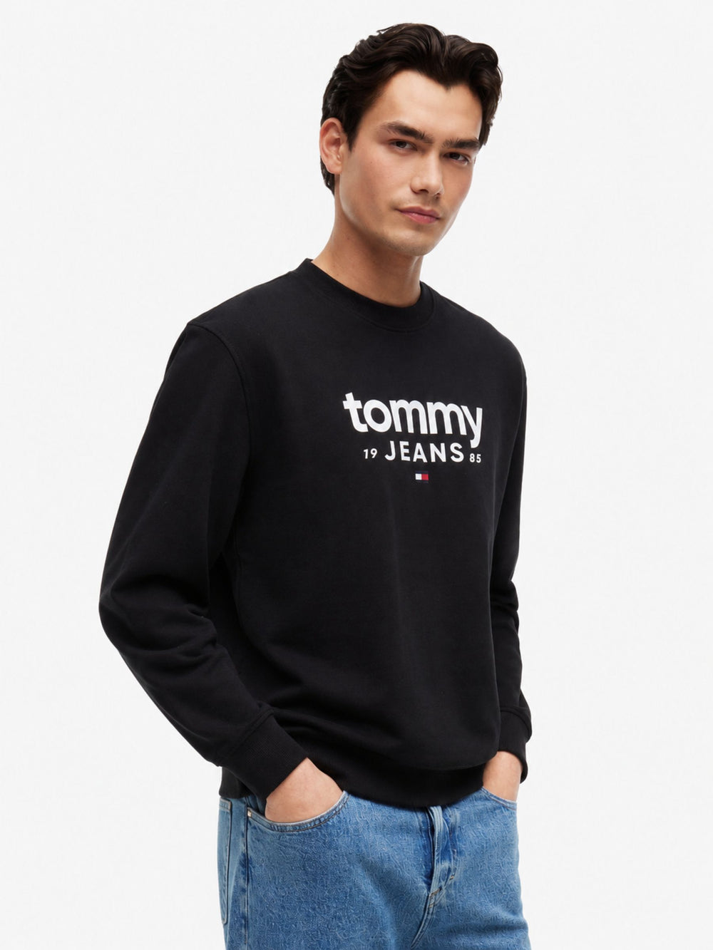 Regular Fit Suede Terry Crew Neck Sweatshirt