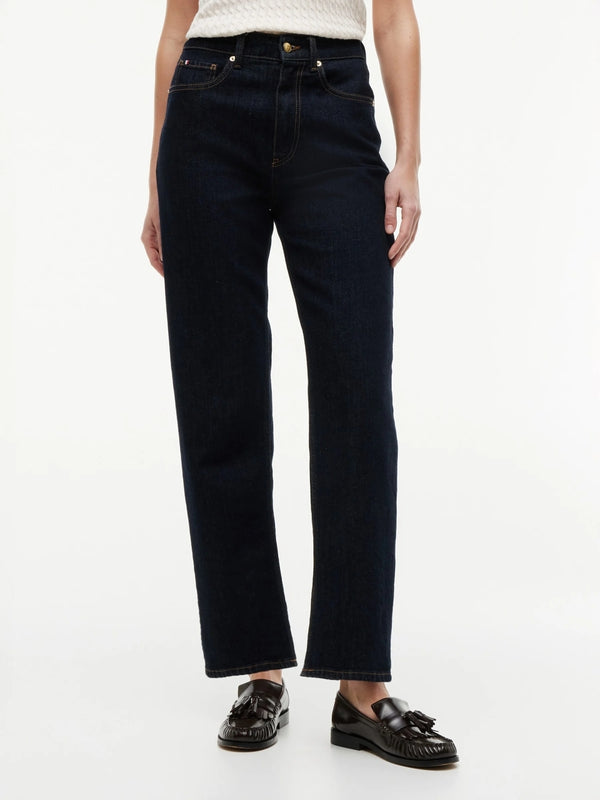Women High Rise Dark Wash Tapered Jeans