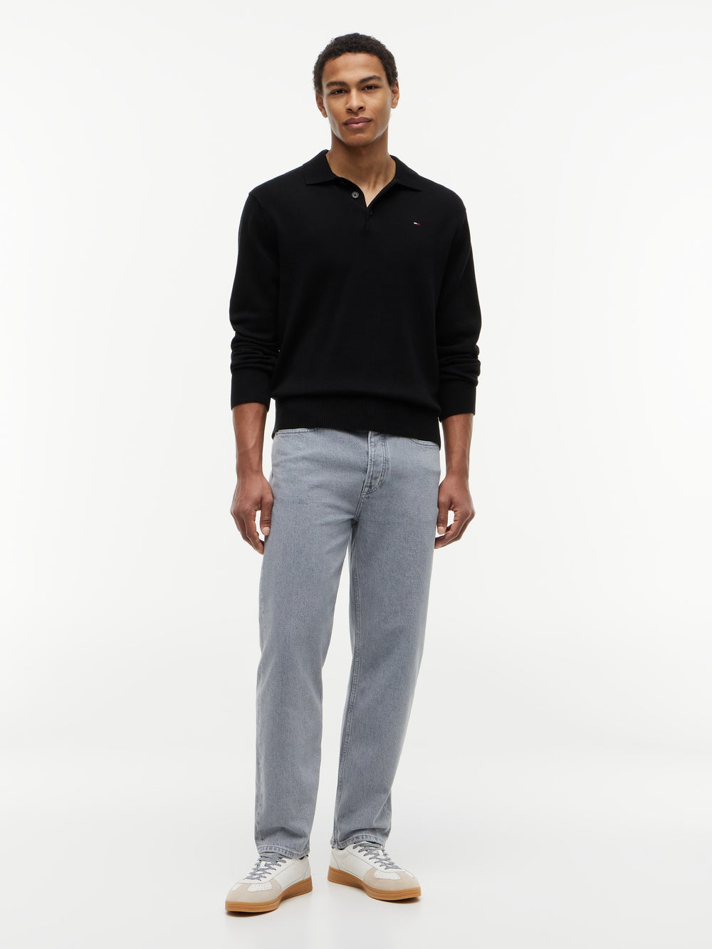 Men Sonny Regular Centre Button Fly Tapered Light Grey Jeans