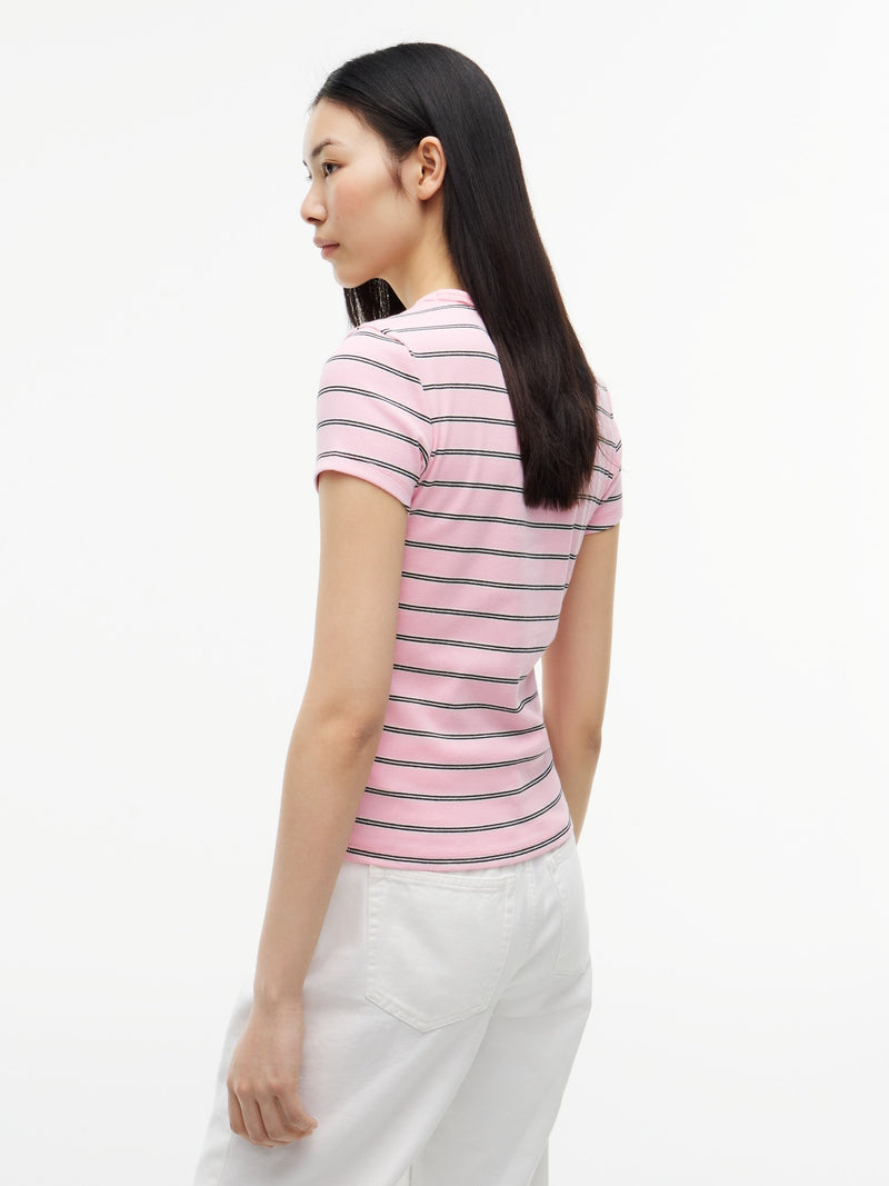 Stripe Slim Fit Half Sleeve Ribbed T-Shirt