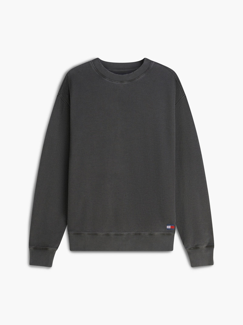Relaxed Fit Waffle Crew Neck Sweatshirt