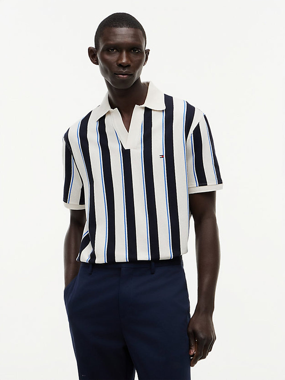 Johnny Collar Crepe Polo