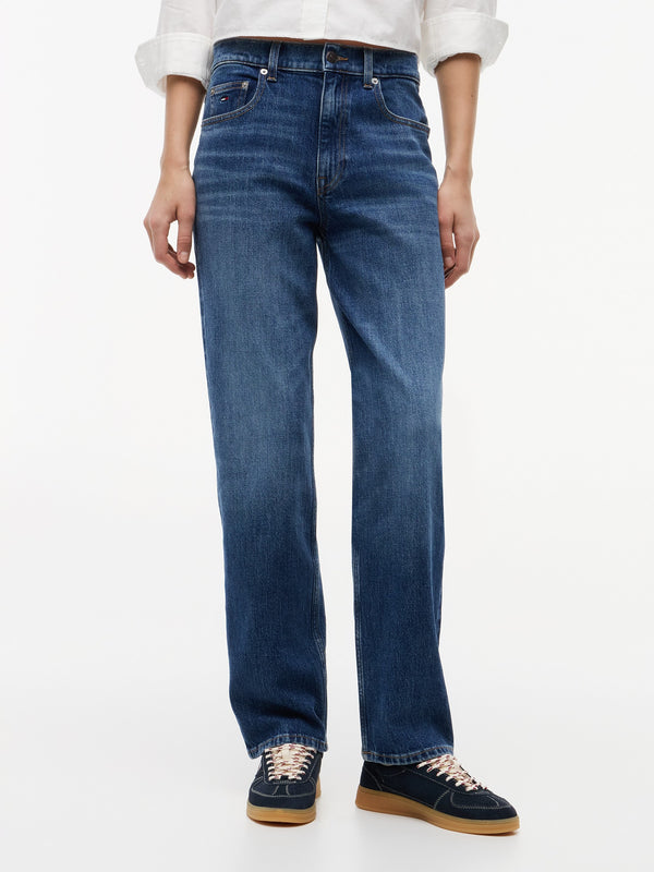 Women Mid Rise Mid Wash Stretch Slim Jeans