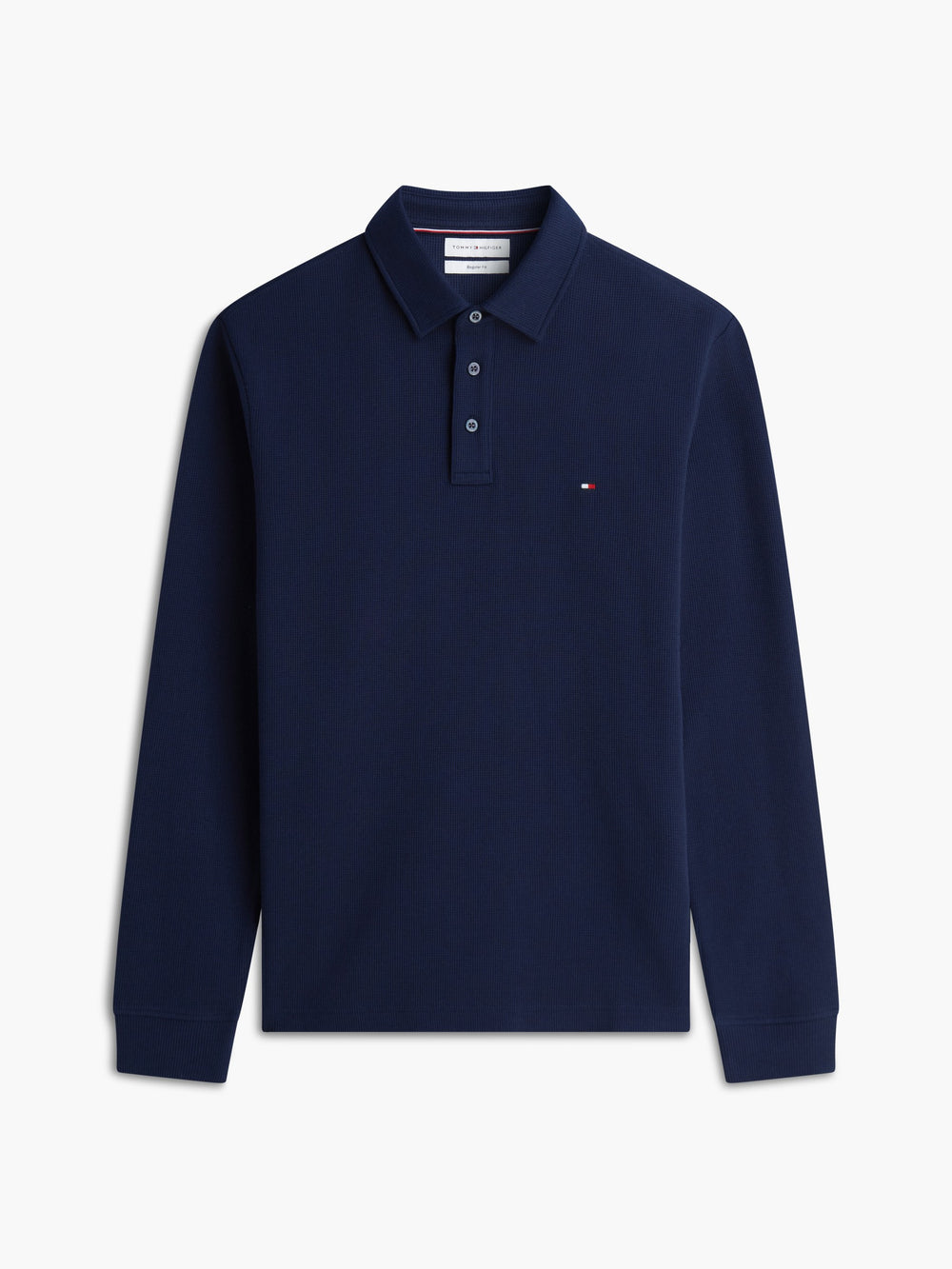 Long Sleeve Solid Textured Polo