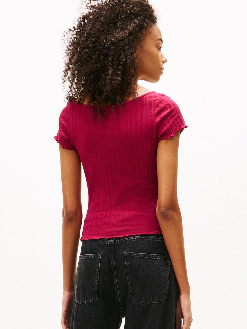 Solid Slim Fit Half Sleeve Ribbed T-Shirt