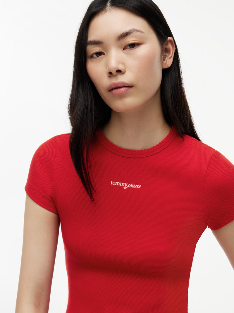 Solid Slim Fit Half Sleeve Ribbed T-Shirt