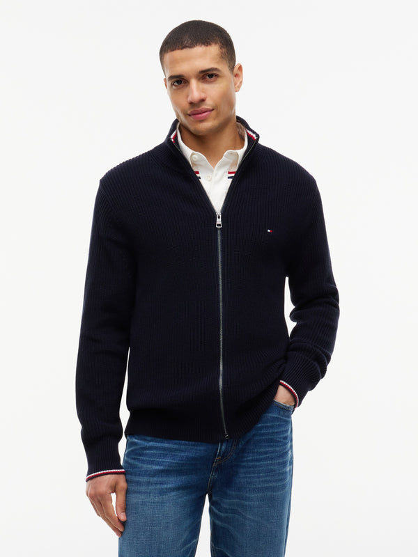 Zip Thru Cable Knit Sweater