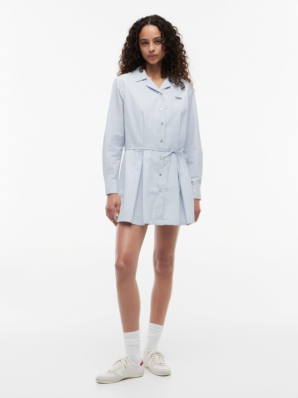 Half Sleeve Solid Cotton Blend Shirt Dress